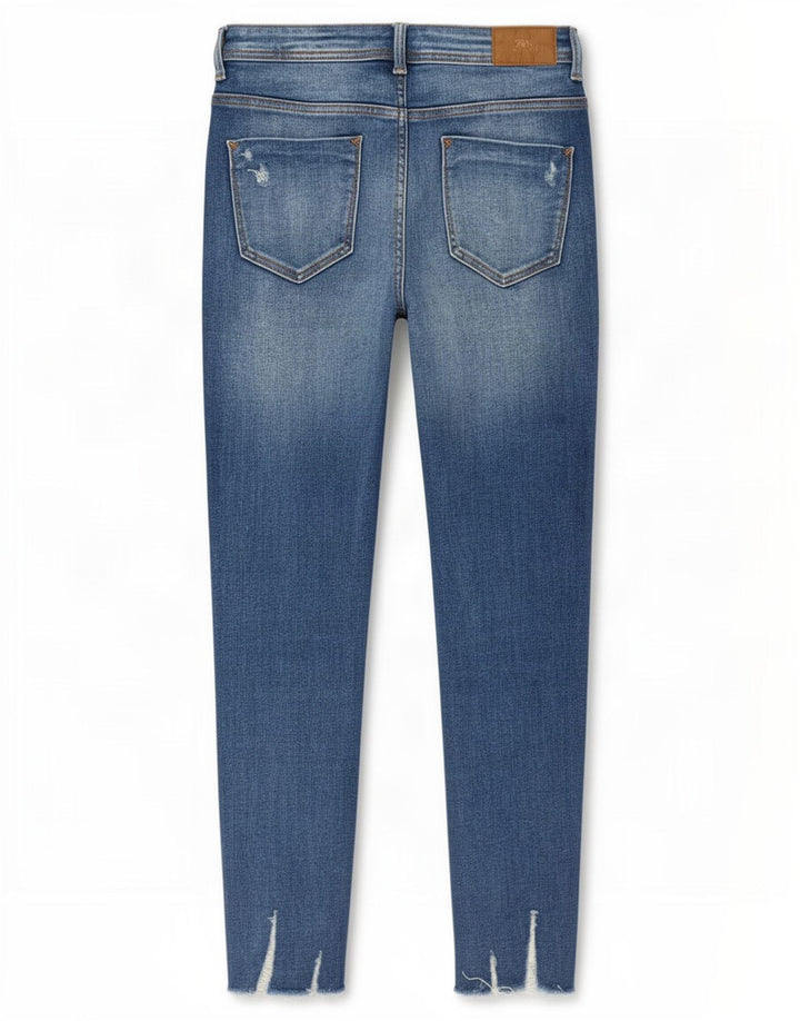 Zara Jeans feminino slim desgastado EU 40 médio W30 L27 azul