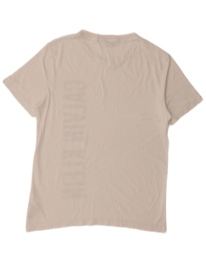 Calvin Klein Camiseta masculina gráfica Top médio algodão branco