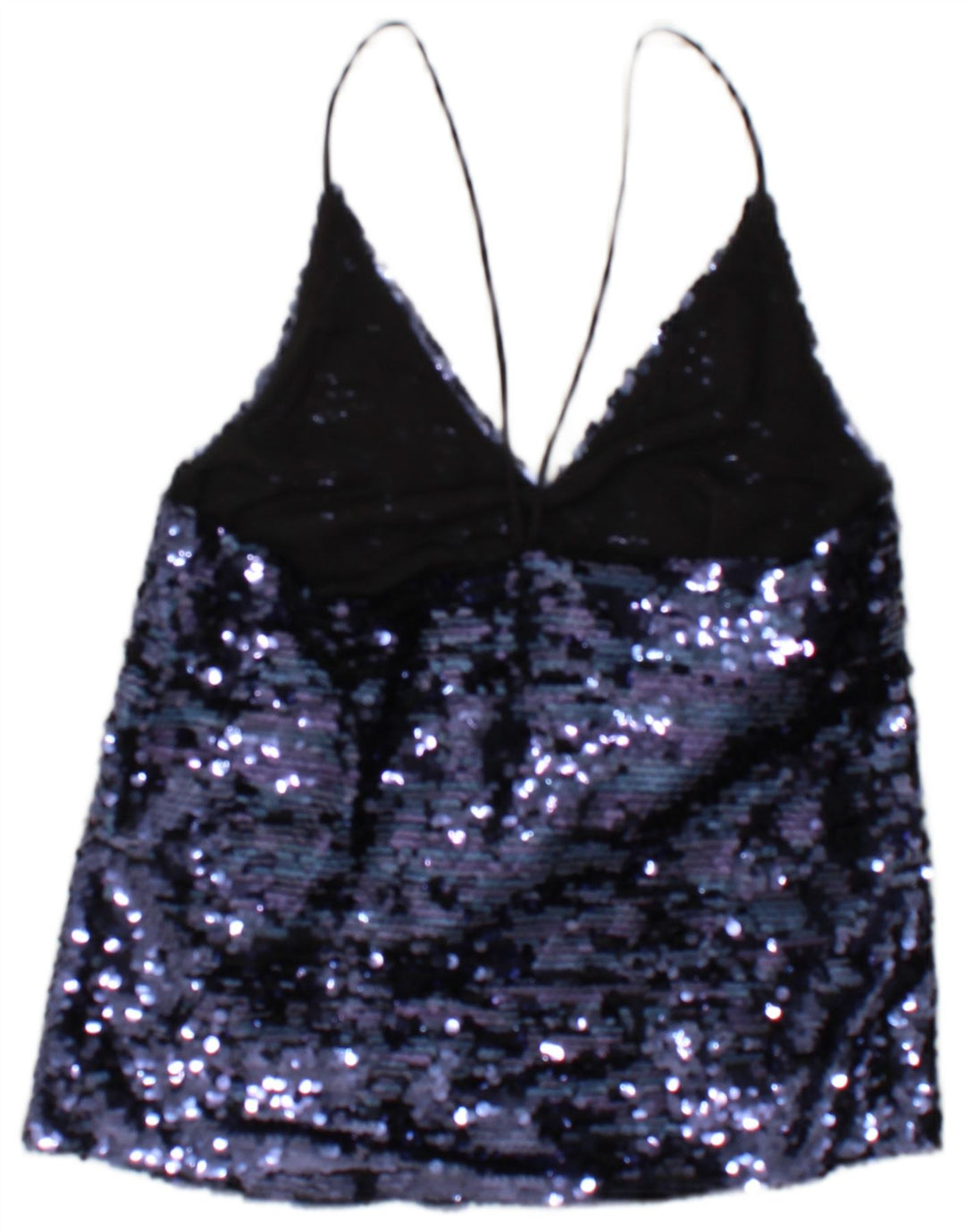 Zara Womens Sequin Cami Top UK 10 Pequeno Azul Poliéster