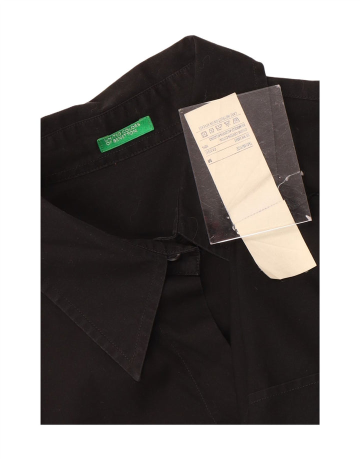 Camisa feminina Benetton UK 14 médio algodão preto