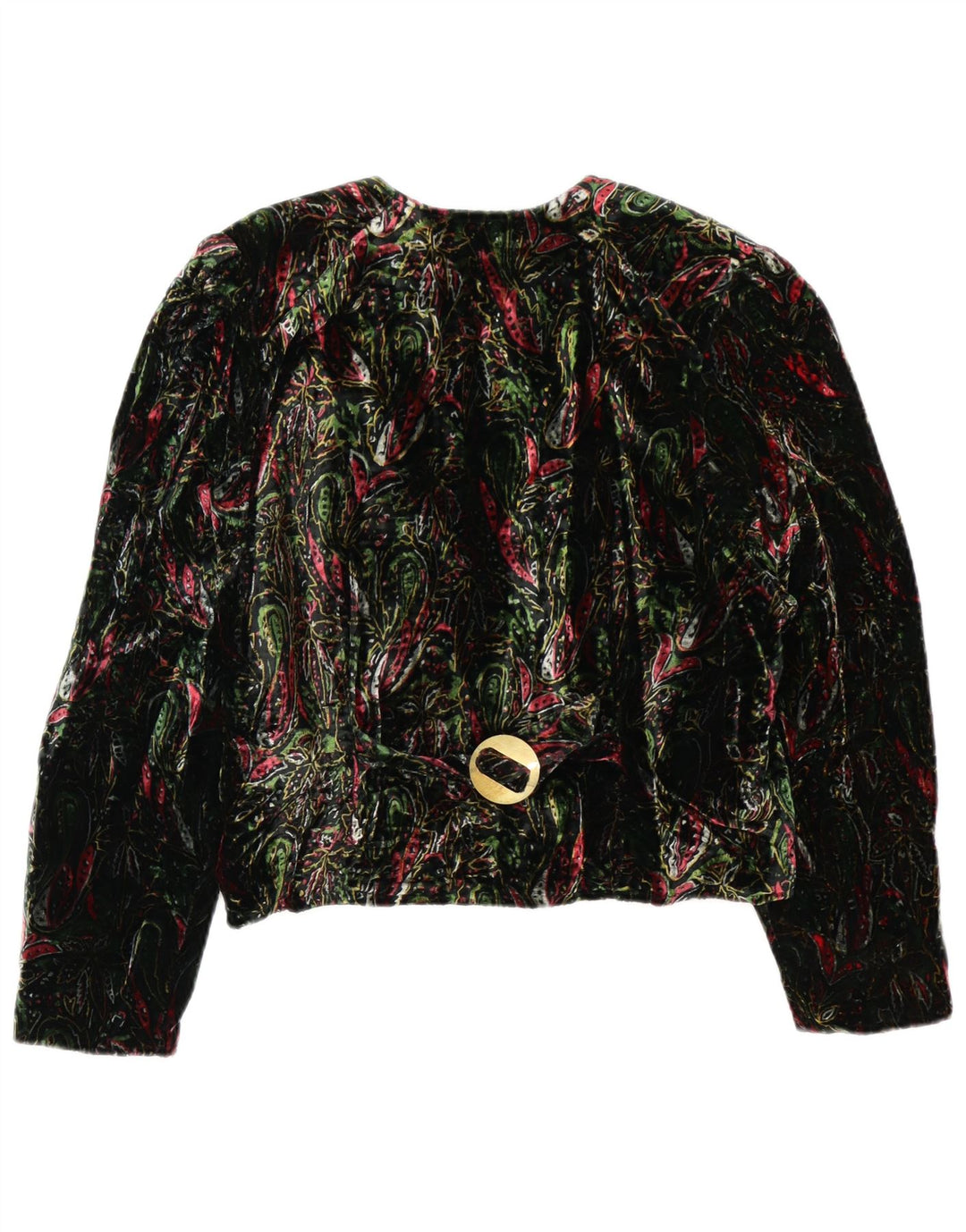 Jaqueta blazer vintage feminina colheita 4 botões Reino Unido 12 médio verde floral retrô