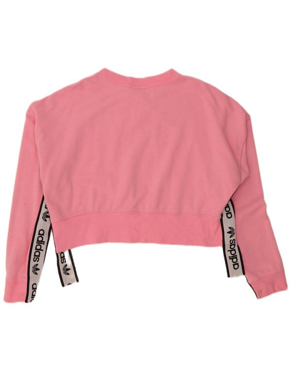 Adidas Womens Crop Graphic Oversized Moletom Jumper UK 18 XL Rosa Algodão