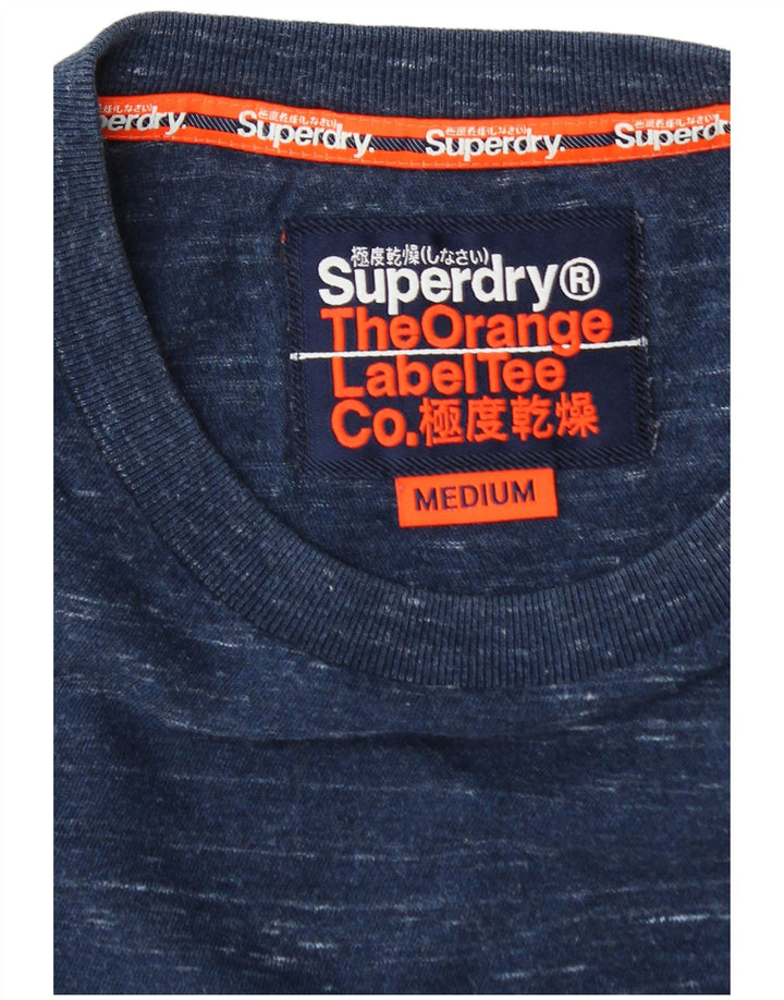 Camiseta masculina SUPERDRY top algodão manchado azul médio