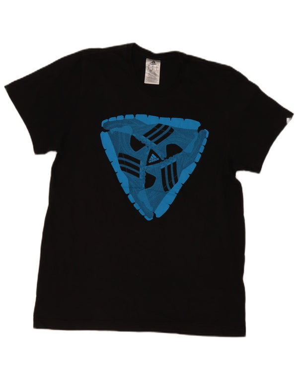 Adidas Mens Graphic T-Shirt Top Médio Algodão Preto