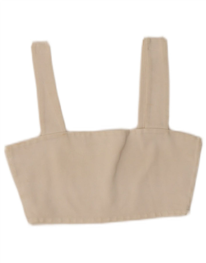 Zara Womens Crop Top UK 8 Pequeno Viscose Branca