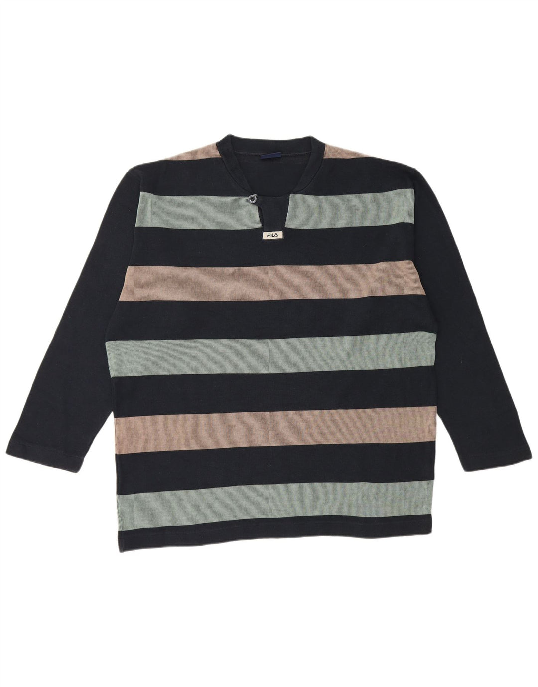 Fila Mens Top Manga Longa XL Azul Marinho Listrado