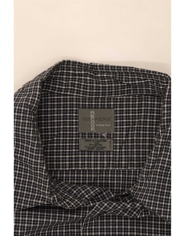 Camisa masculina de manga curta Dockers 2XL algodão xadrez preto
