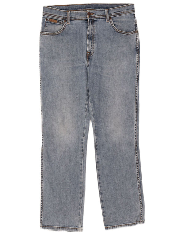 Wrangler Masculino Texas Stretch Straight Jeans W34 L30 Azul Algodão
