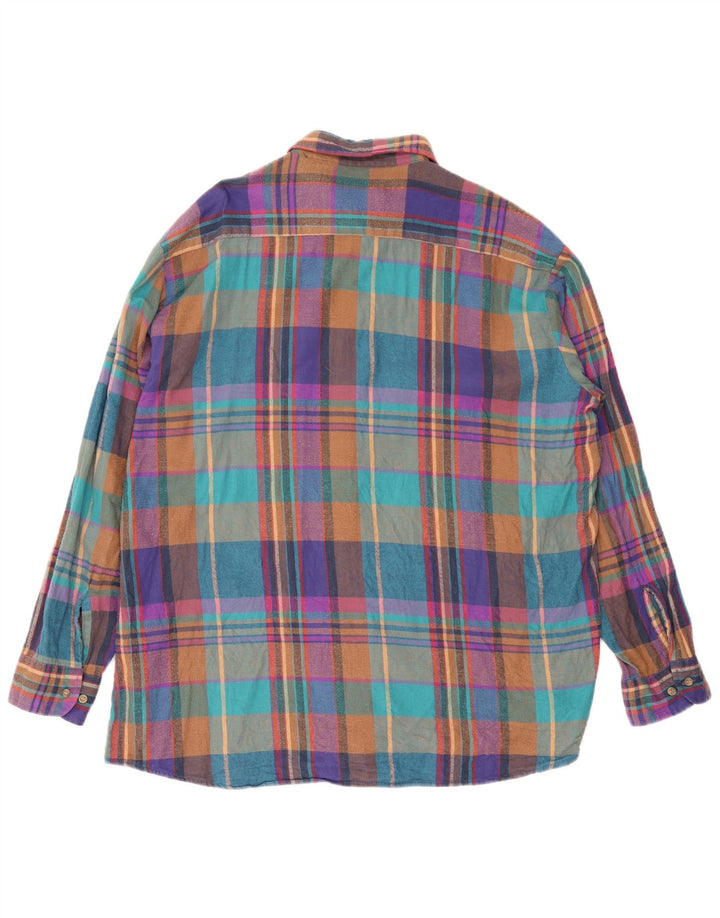 Camisa masculina de flanela xadrez London Fog XL de algodão xadrez multicolorido