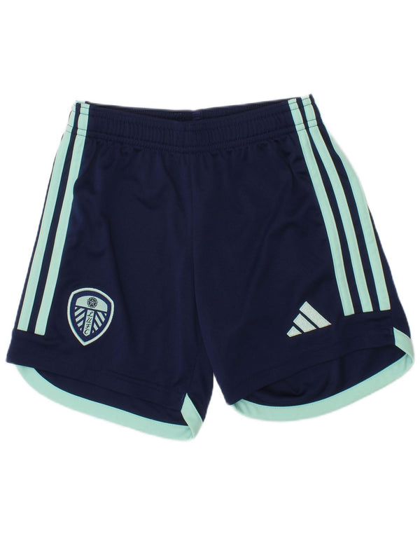 Shorts esportivos gráficos Adidas Aeroready para meninos 7-8 anos azul marinho bloco colorido