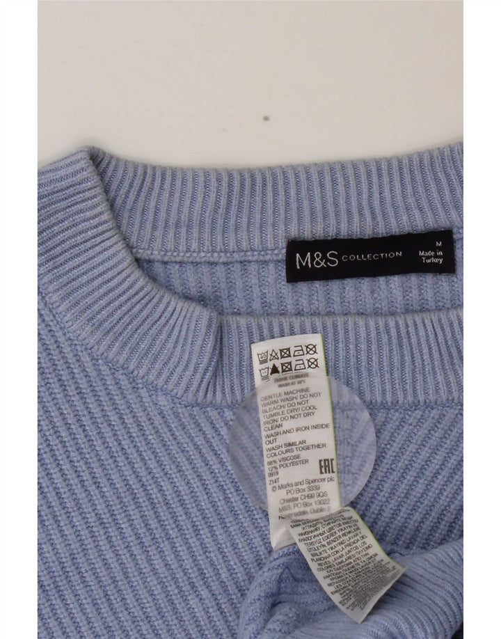 Suéter feminino MARKS & SPENCER com gola redonda e gola redonda Reino Unido 14 azul médio