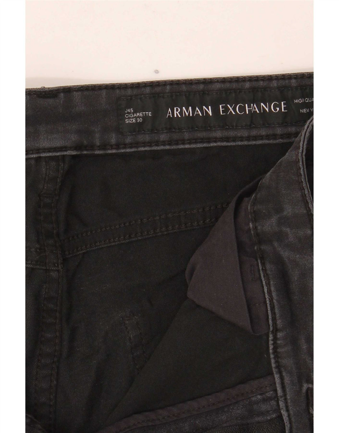 Armani Exchange feminino J45 Slim Jeans W30 L28 algodão preto