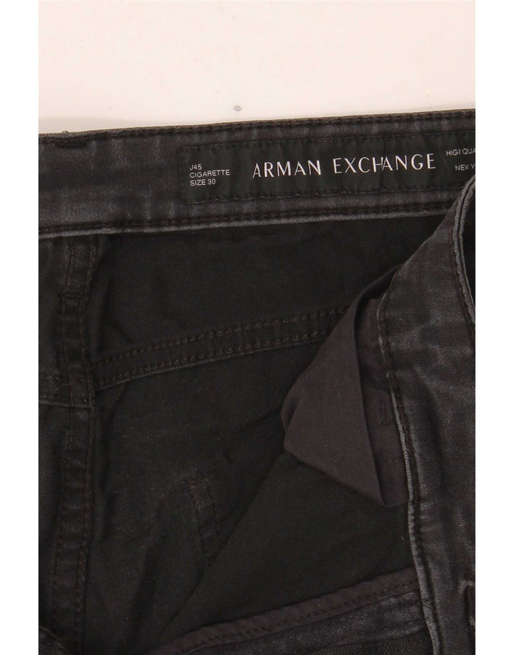 Armani Exchange feminino J45 Slim Jeans W30 L28 algodão preto