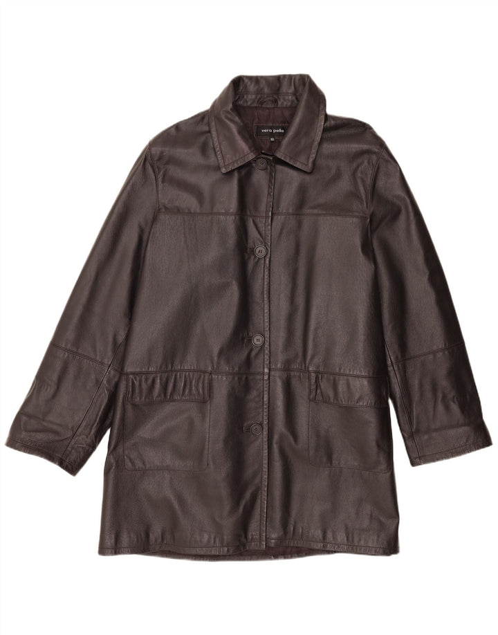 Casaco de couro feminino vintage IT 50 XL couro marrom