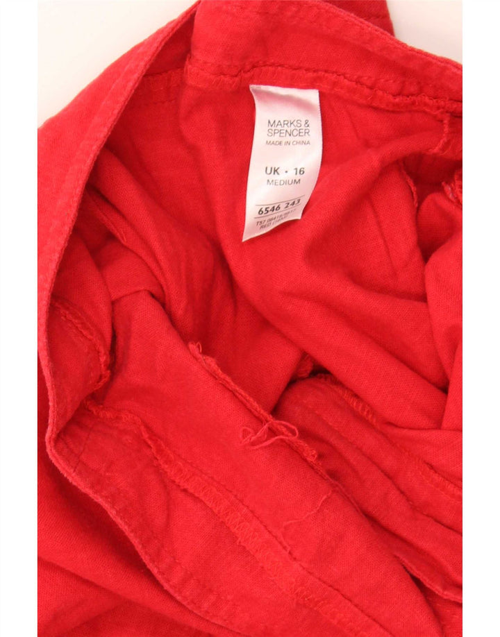 Bermuda feminina Marks & Spencer UK 16 grande W34 linho vermelho