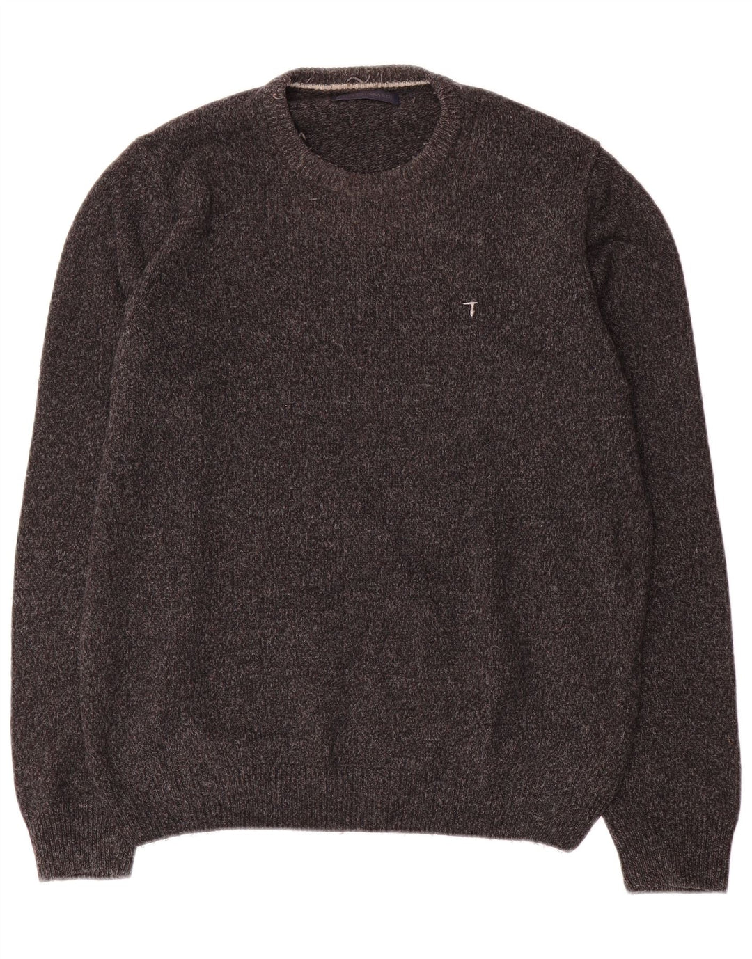 Suéter masculino Trussardi com gola redonda, lã manchada cinza grande