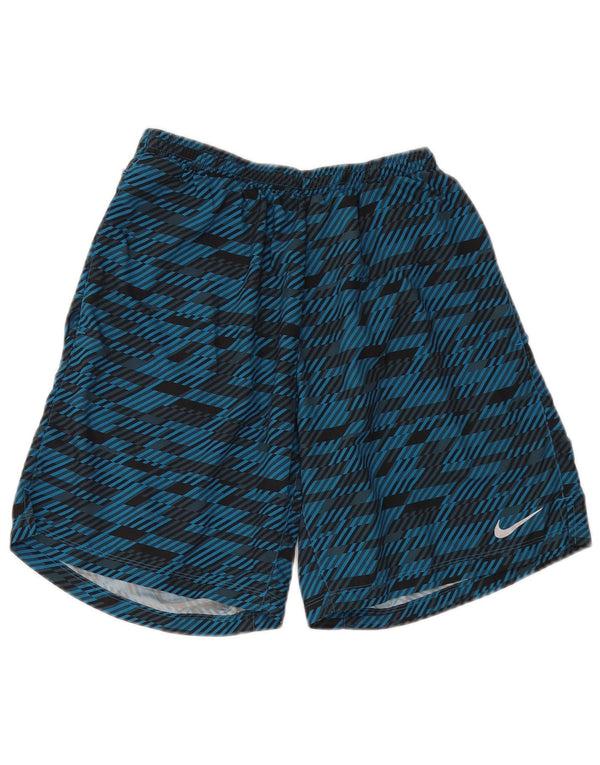 Shorts esportivos masculinos Nike Dri Fit poliéster geométrico azul médio