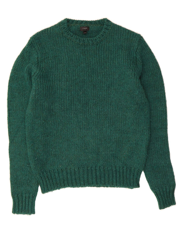 J. CREW Suéter masculino com gola redonda de lã verde médio
