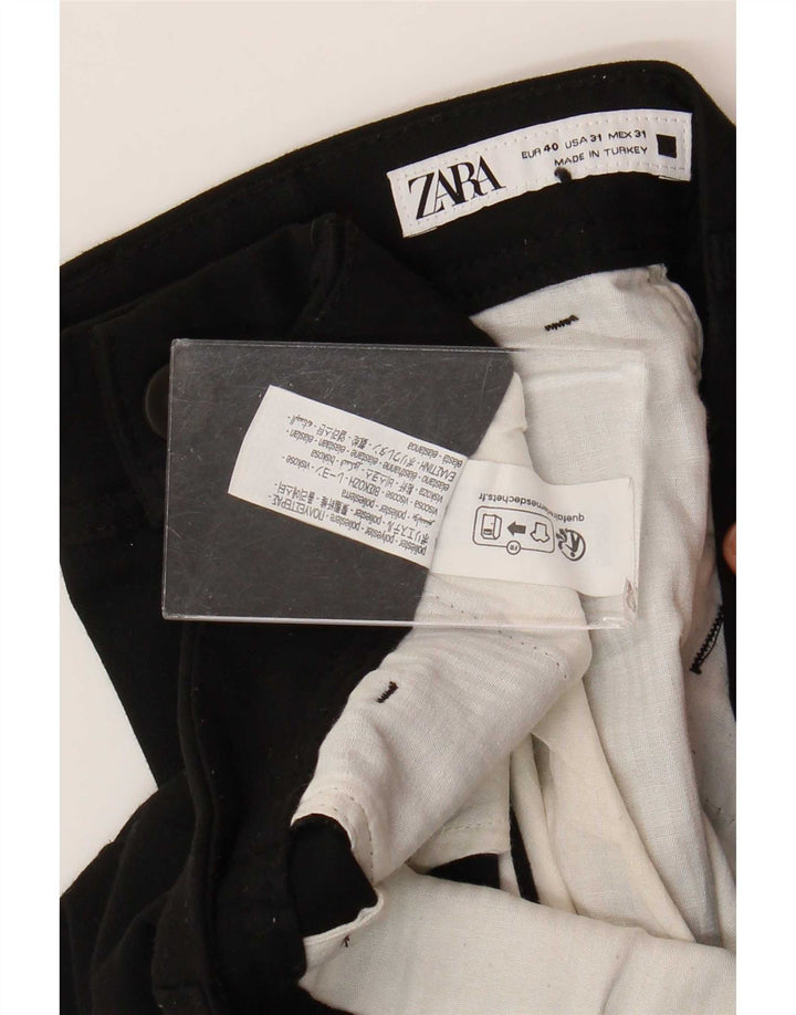 Zara Mens Slim Chino Calças EU 40 Médio W31 L29 Poliéster Preto