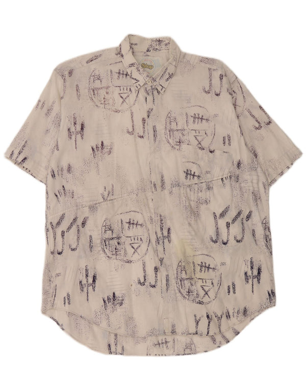 Camisa masculina vintage de manga curta grande algodão branco