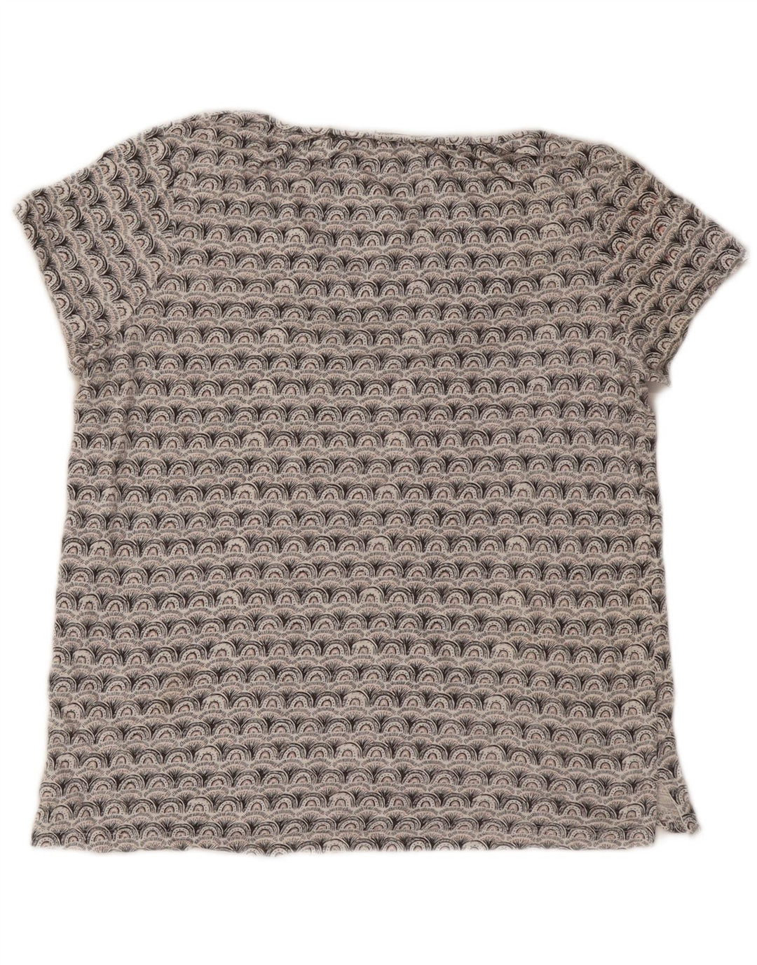 Camiseta feminina grande com estampa FAT FACE Reino Unido 10 pequena cinza geométrica