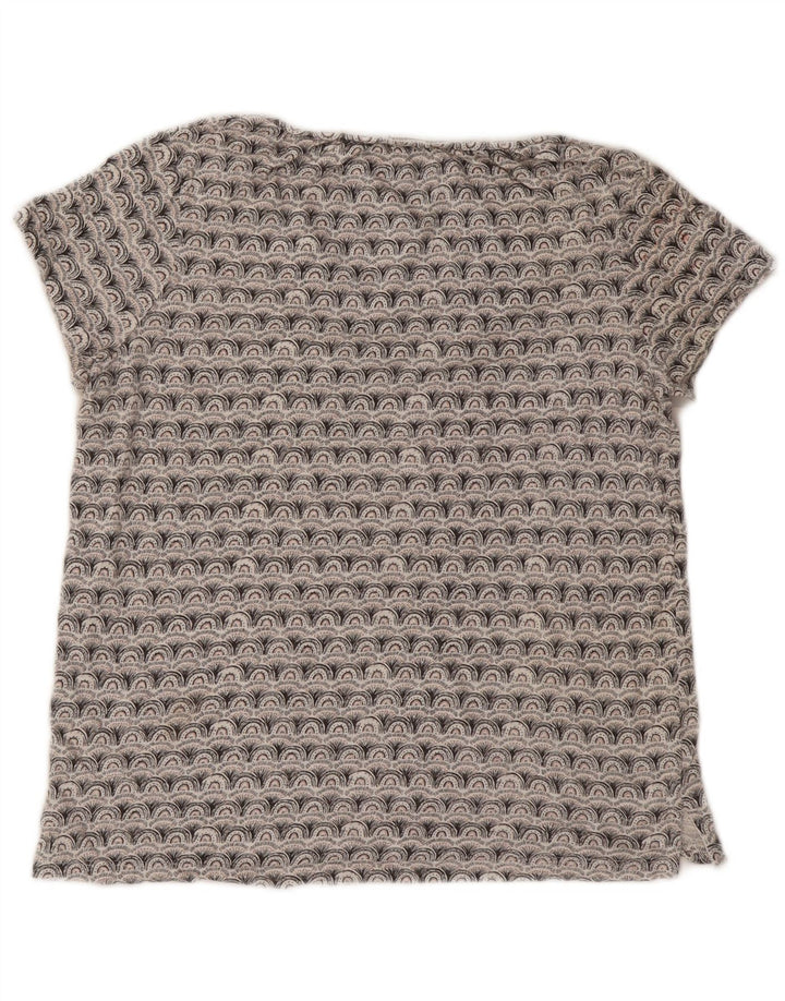 Camiseta feminina grande com estampa FAT FACE Reino Unido 10 pequena cinza geométrica