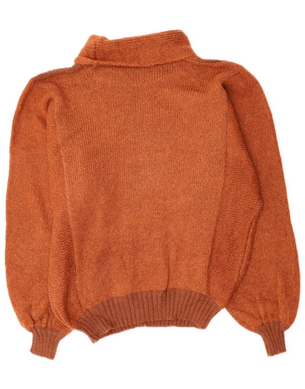 Suéter feminino vintage com gola redonda IT 46 grande bloco colorido marrom