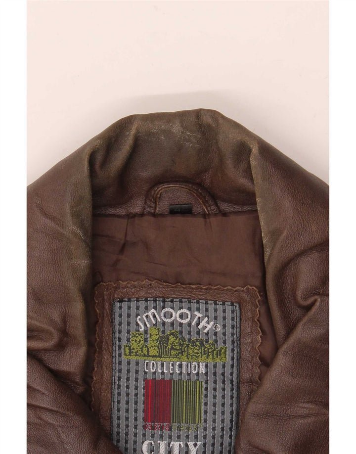 Jaqueta de couro masculina vintage IT 48 marrom médio
