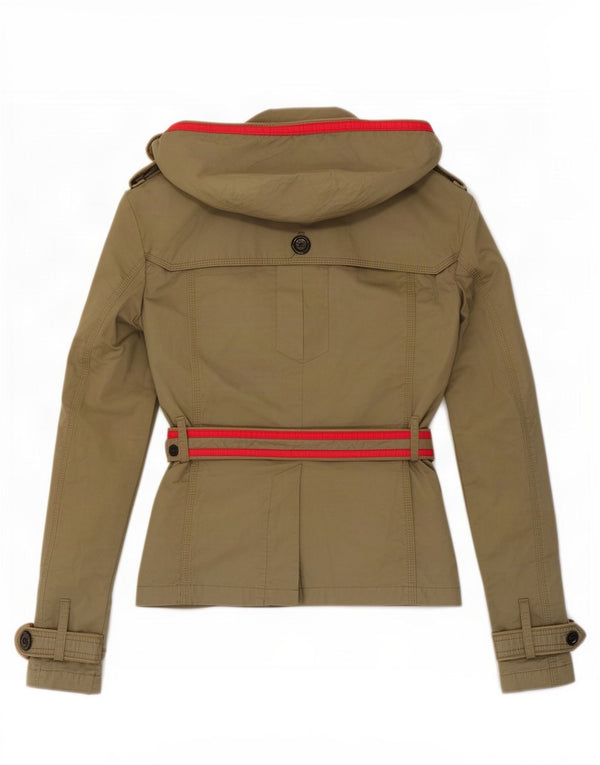 Casaco impermeável curto feminino Superdry UK 18 XL algodão cáqui