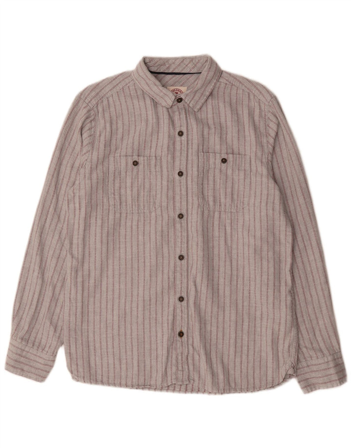 Camisa masculina de flanela Fat Face grande algodão listrado cinza