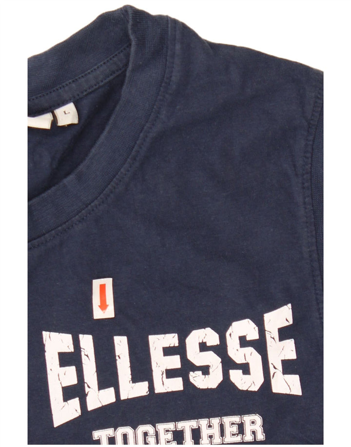 Colete gráfico feminino ELLESSE UK 16 grande algodão azul marinho