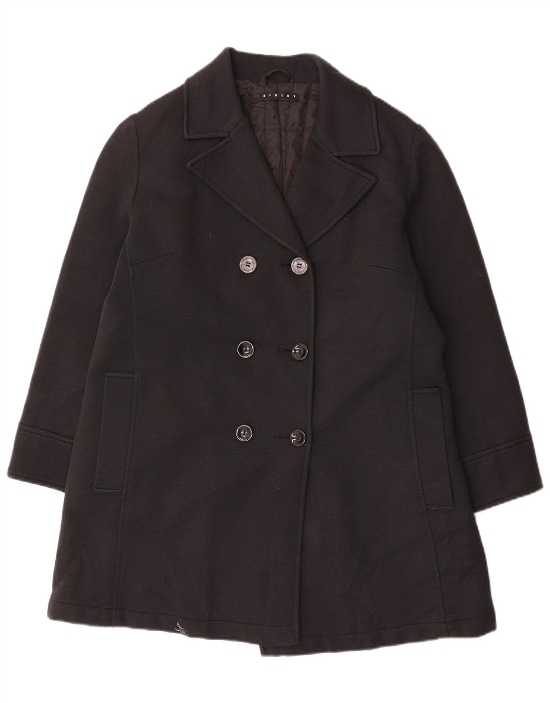 Casaco feminino Sisley com peito duplo UK 14 médio preto