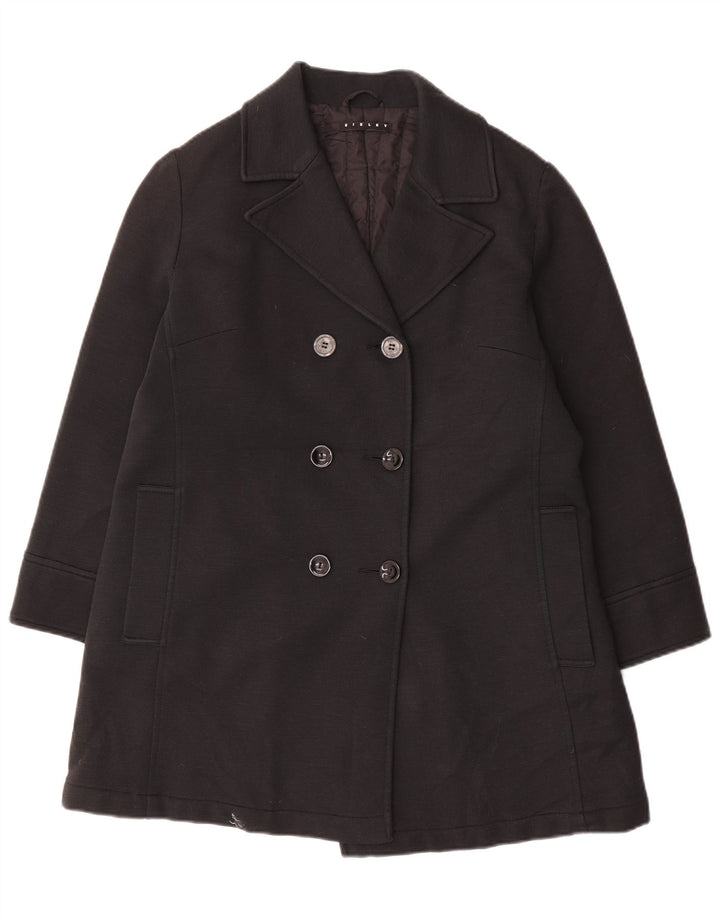 Casaco feminino Sisley com peito duplo UK 14 médio preto