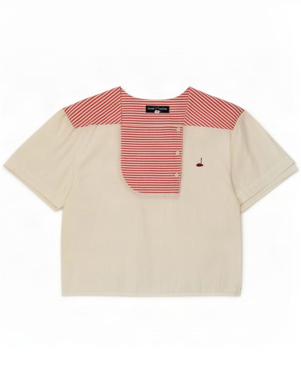 Daniel Hechter Womens Blouse Top IT 40 Small White Pinstripe