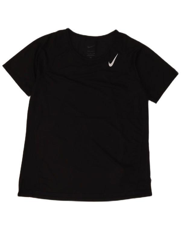 Camiseta feminina Nike Dri Fit Top UK 10 pequena preta poliéster