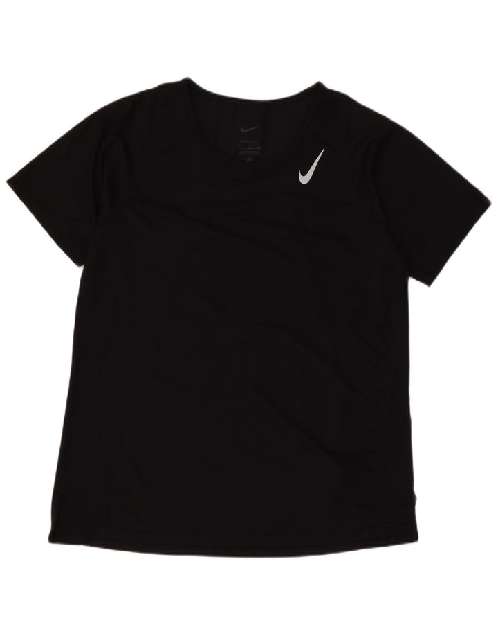 Camiseta feminina Nike Dri Fit Top UK 10 pequena preta poliéster