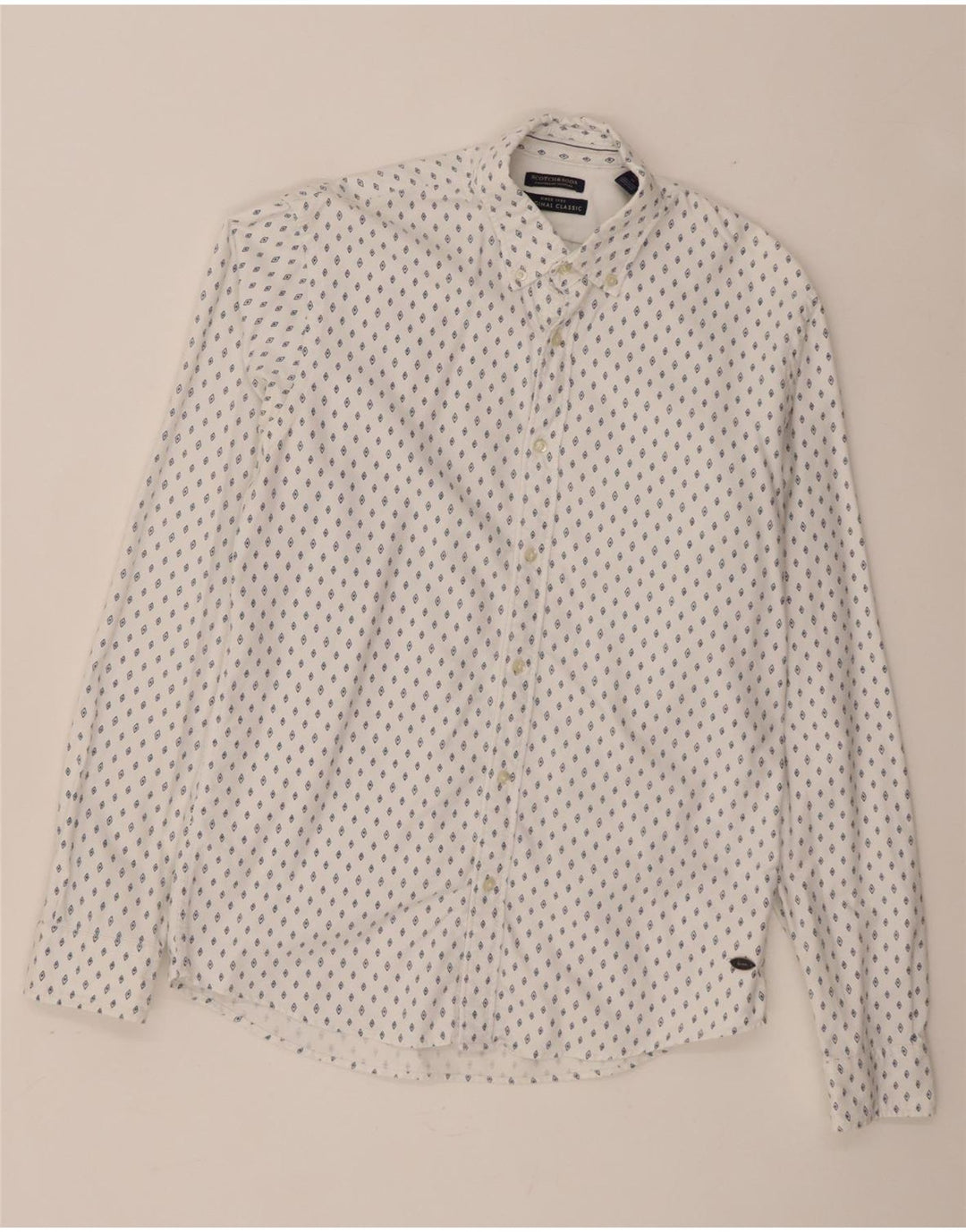 Camisa masculina de ajuste clássico Scotch & Soda de algodão manchado branco médio