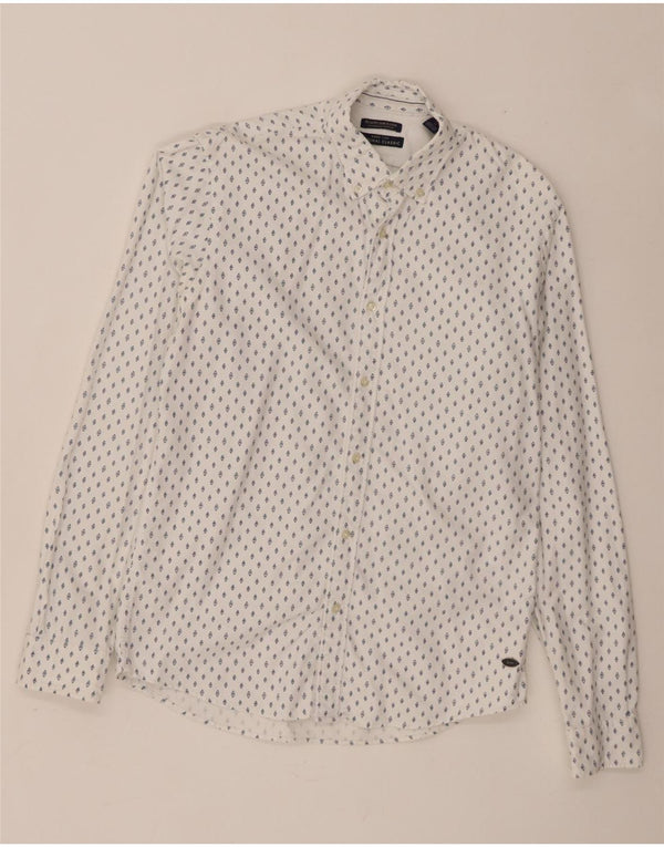 Camisa masculina de ajuste clássico Scotch & Soda de algodão manchado branco médio