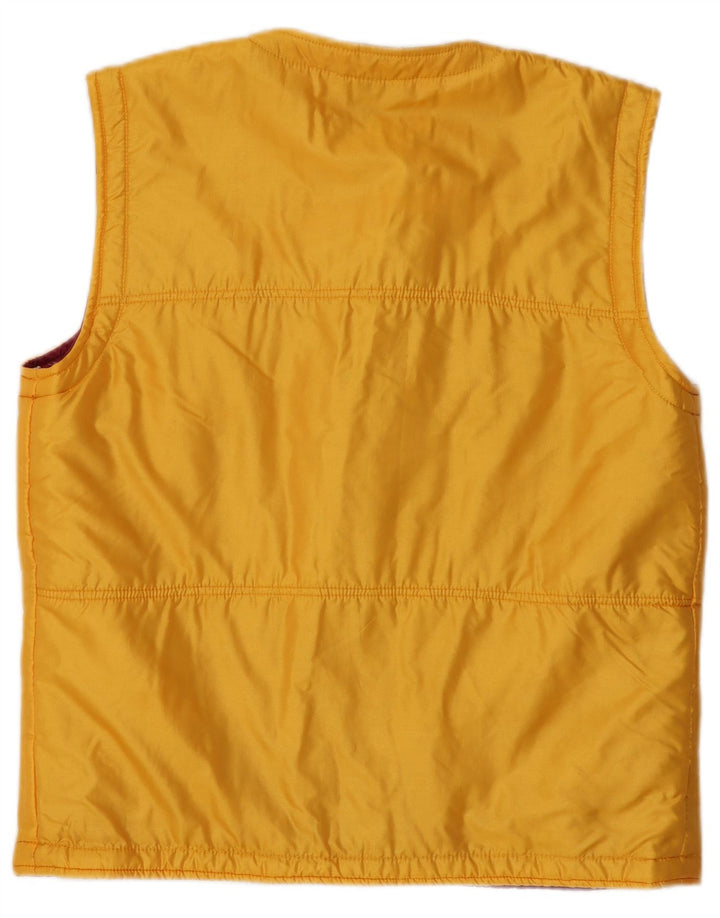 Colete feminino vintage IT 46 grande poliamida floral amarelo