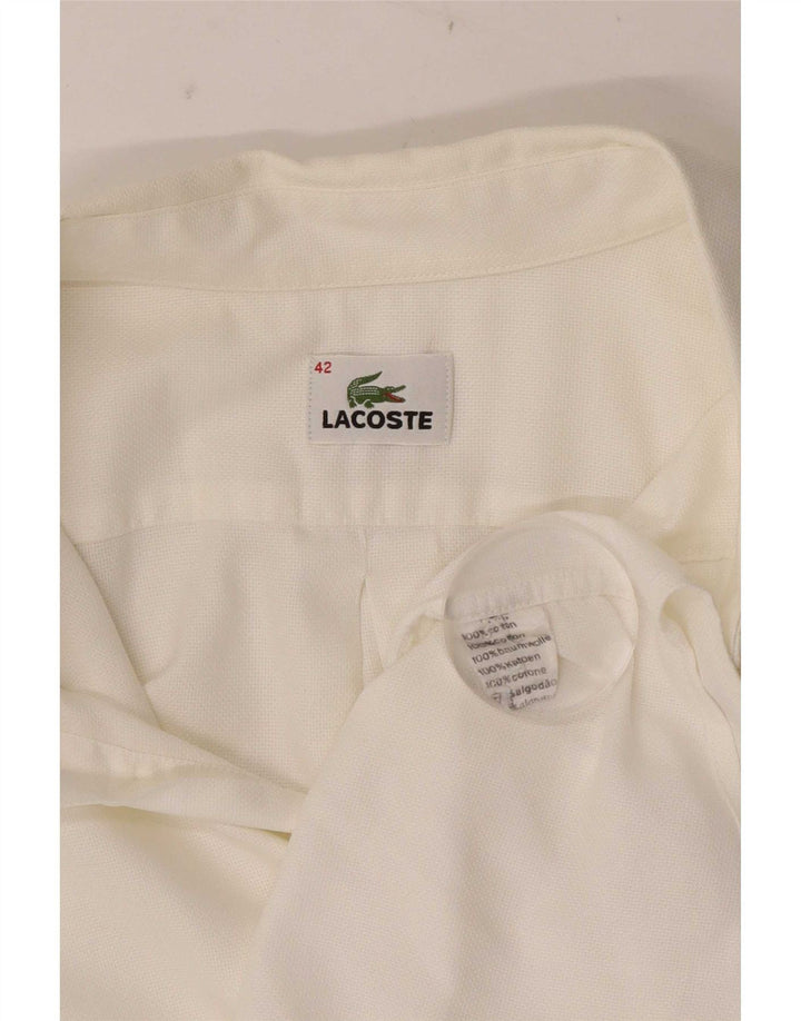 Lacoste camisa masculina de manga curta tamanho 42 grande algodão branco