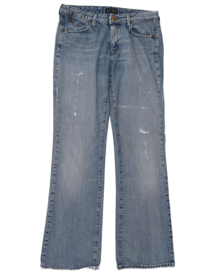 Armani feminino jeans bootcut desgastado W29 L32 algodão azul