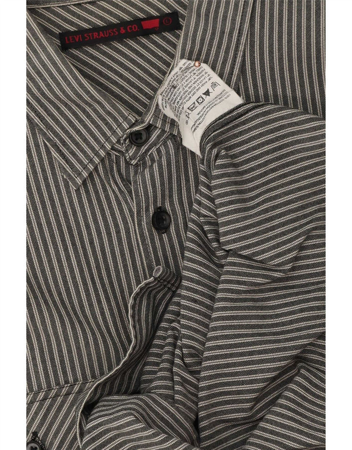 Camisa masculina Levi's grande algodão listrado cinza