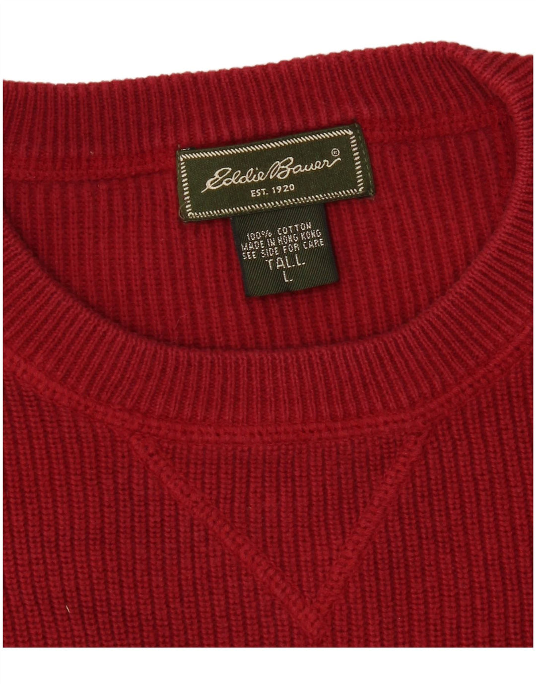 Suéter masculino EDDIE BAUER com gola alta e gola alta, algodão vermelho grande