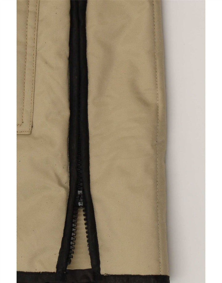 Jaqueta parka feminina com capuz Refrigiwear Reino Unido 16 grande bloco colorido bege