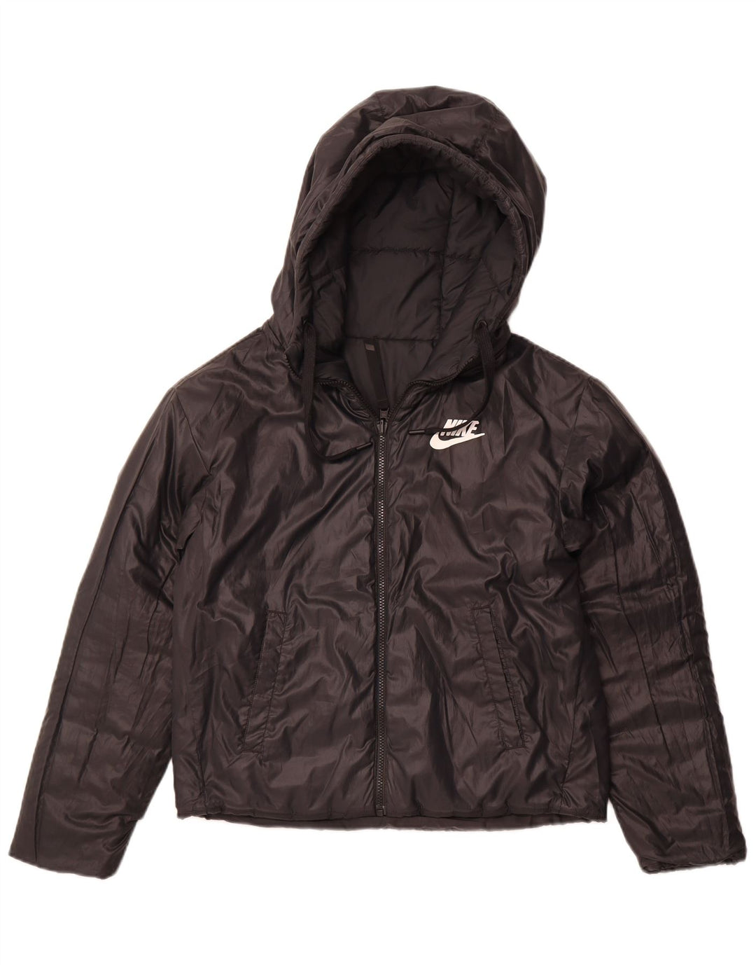 Jaqueta acolchoada reversível com capuz feminina NIKE UK 10 pequena poliéster preta