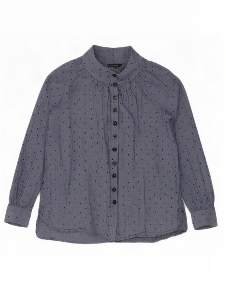 Blusa feminina Massimo Dutti EU 40 algodão geométrico azul médio