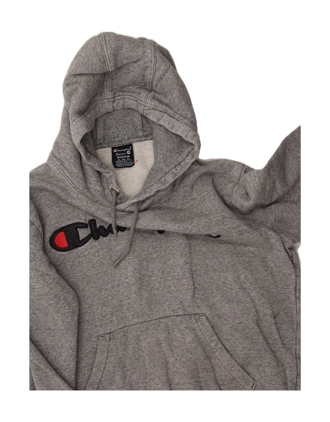 CHAMPION Womens Graphic Hoodie Jumper UK 12 Medium Grey Cotton Vintage Champion and Second-Hand Champion from Messina Hembry 