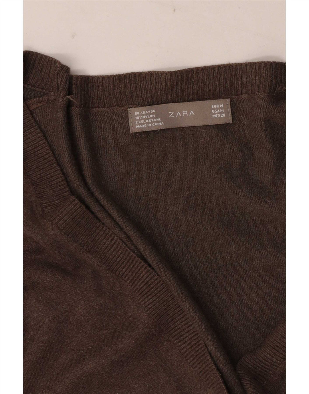 Suéter cardigã feminino Zara UK 12 médio marrom rayon