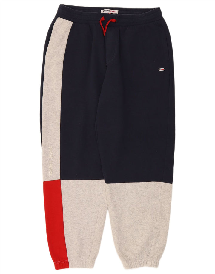 Tommy Hilfiger Calça de treino masculina Joggers médio azul marinho Colourblock