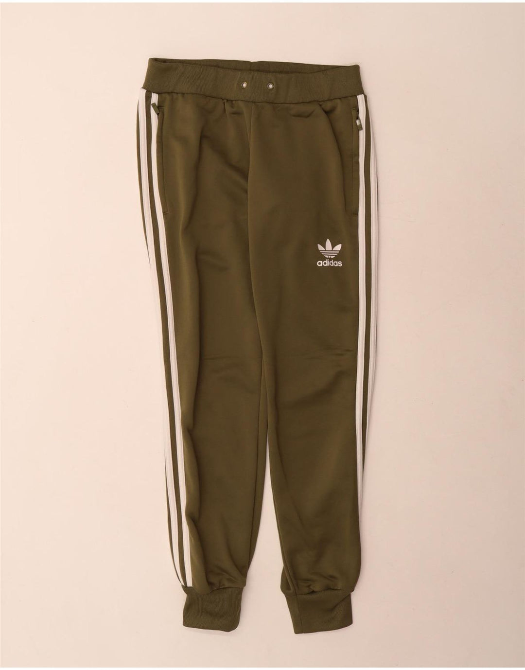 Calça de treino feminina Adidas Joggers UK 10 pequeno poliéster verde